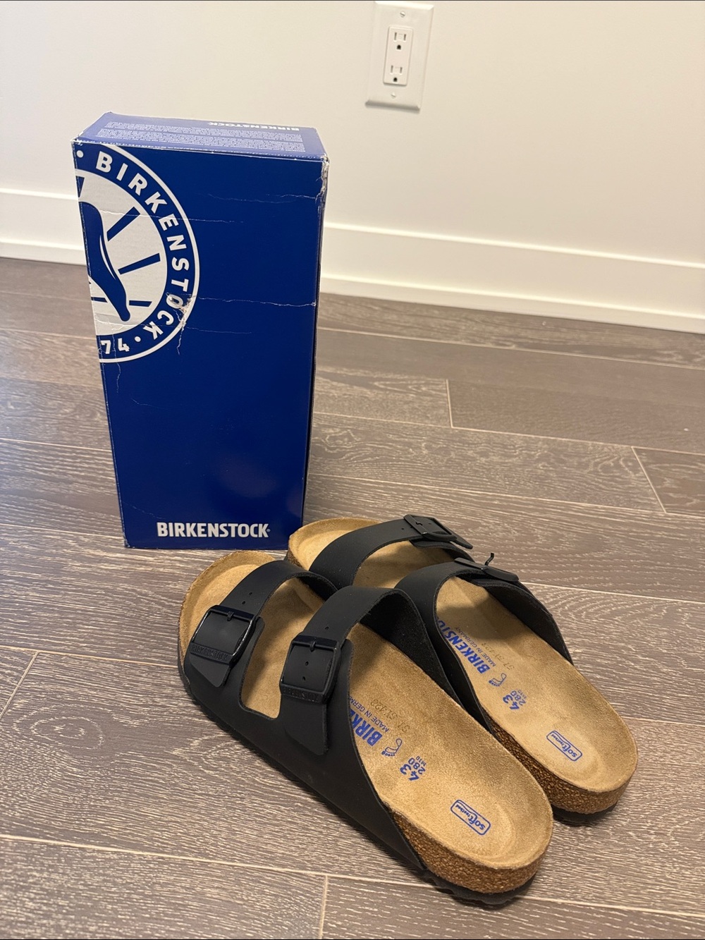 Birkenstock Arizona Softbed Black Two-Strap Sandals